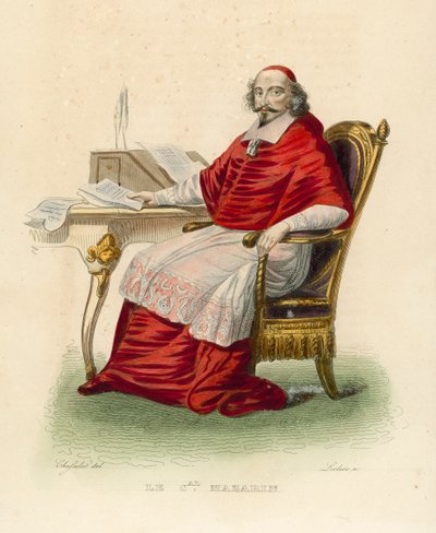 Cardinal Mazarin (kolorowy grawerunek) autorstwa French School