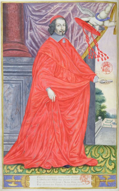 Kardynał Mazarin, ilustracja z Panegiryków wybitnych ludzi naszego stulecia autorstwa Puget de la Serre, 1655 autorstwa French School
