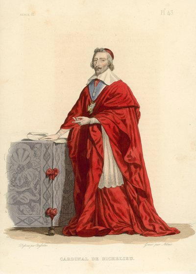 Cardinal de Richelieu (kolorowy grawerunek) autorstwa French School
