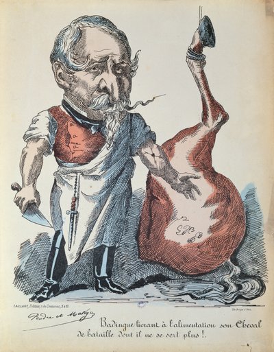 Karykatura Napoleona III (1808-73) jako rzeźnika koni podczas oblężenia Paryża, 1870 autorstwa French School