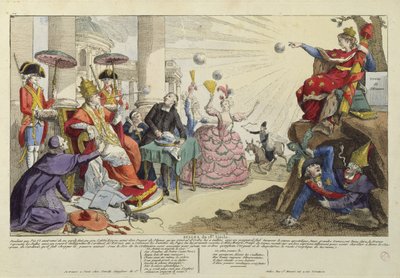 Karykatura bulli papieskich z XVIII wieku (kolorowa rycina) (patrz także 127599) autorstwa French School