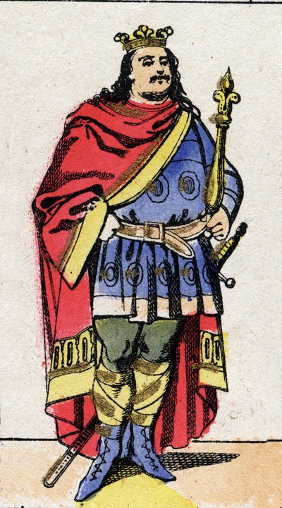 Dynastia Karolingów: Portret Karola III Le Gros (839-888) Króla Franków w latach 881-887. Obrazowanie epinal z końca XIX wieku. Prywatna kolekcja. autorstwa French School