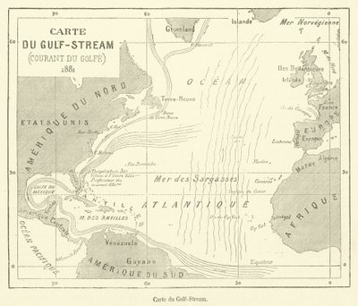 Carte du Gulf-Stream (grawerowanie) autorstwa French School