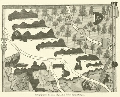 Mapa geograficzna starożytnych tubylców Nowej Hiszpanii, Azteków (rycina) autorstwa French School