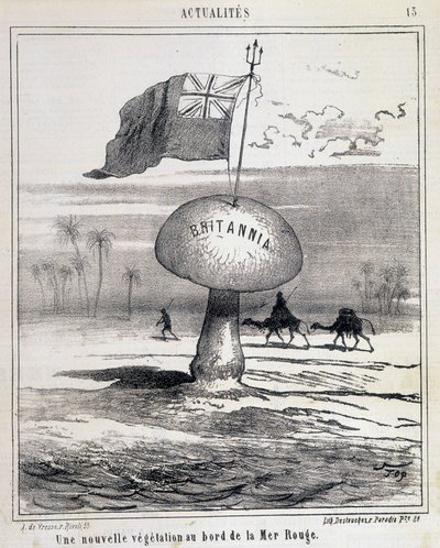 Rysunek: Nowa roślinność na Morzu Czerwonym (brytyjski grzyb kolonizujący Egipt) - 01.02.1868 autorstwa French School