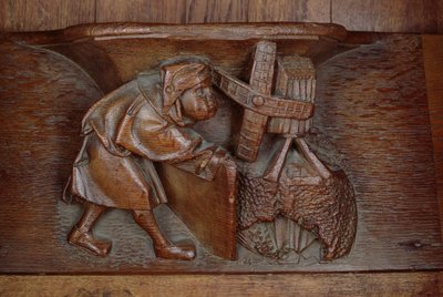 Rzeźba młynarza, ze straganu chóru (drewno) autorstwa French School
