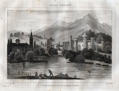 Zamek Ivrea - Castello di Ivrea - Grawerowanie z „” Malownicze Włochy”” autorstwa M. de Norvins, Ch. Nodier 1834-1836. autorstwa French School