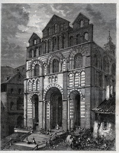 Katedra Matki Bożej Zwiastowania w Puy en Velay (Puy-en-Velay) - rycina w „La France illustrée: geografia, historia, administracja statystyczna” autorstwa V.-A. Słodowy Brąz. 1884 autorstwa French School