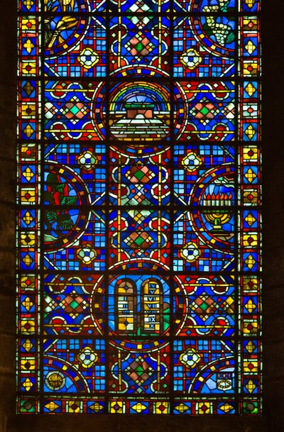 Cathedrale de chartres, fragment witraża pokoju autorstwa French School