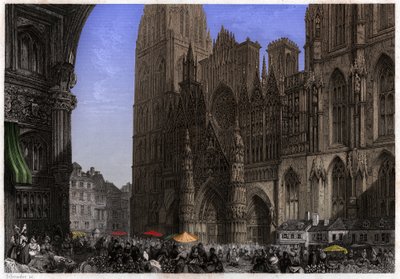 Katedra w Rouen. (grafika, ok. 1850) autorstwa French School