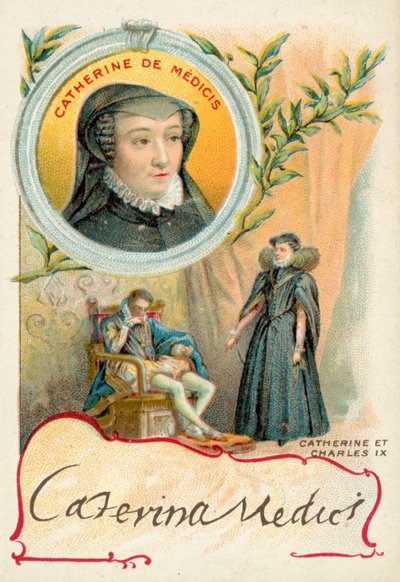 Katarzyna de Medici i jej mąż Karol IX z Francji (chromolitho) autorstwa French School