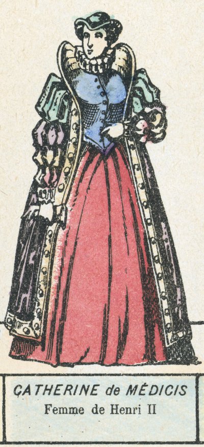 Katarzyna Medycejska, Femme de Henri II (kolorowy grawerunek) autorstwa French School