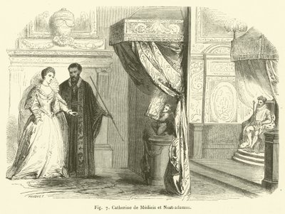 Katarzyna Medycejska i Nostradamus (grafika) autorstwa French School