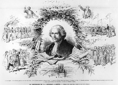 Uroczystości w Genewie z okazji stulecia śmierci Jean-Jacques Rousseau, ilustracja z Le Monde Illustree, 1878 autorstwa French School