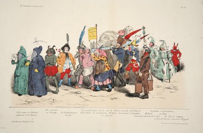 Polityczna Ceremonia Popiołu, z La Caricature, wyd. 1833 (litografia ręcznie kolorowana) autorstwa French School