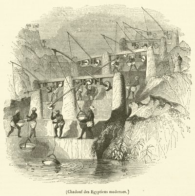 Shadouf współczesnych Egipcjan (rycina) autorstwa French School