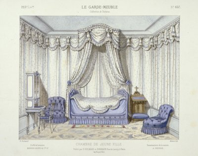 Chambre de Jeune Fille, z Le Garde-Meuble, publ. Paryż, ok. 1890 r. (litografia kolorowa) autorstwa French School