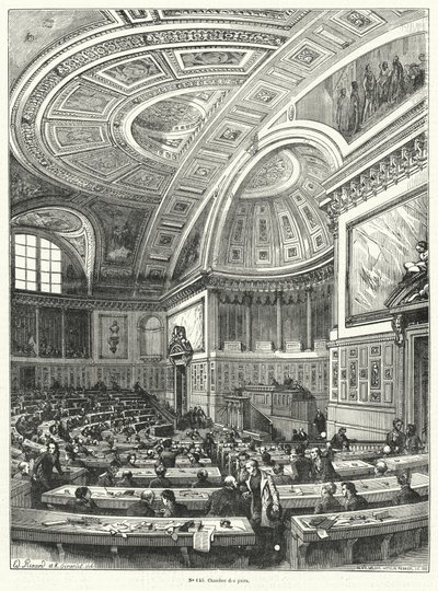 Chambre des Pairs (Izba Parów), wyższa izba parlamentu francuskiego od 1814 r. do jej zniesienia po rewolucji 1848 r. (grafika) autorstwa French School