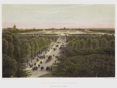 Champ De Mars and Military School, Widok z wyżyn Trocadero (kolor lito) autorstwa French School