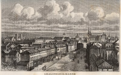 Champagne-Ardenne (Champagne Ardenne), Marne (51), Chalons sur Marne (Chalons-sur-Marne) (obecne Chalons en Champagne, Chalons-en-Champagne) - grawerowanie we „France illustrée: geografia, historia, administracja statystyczna” autorstwa V.A. Malt-Brown. 18 autorstwa French School