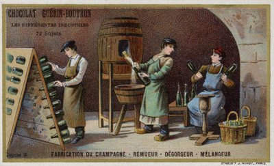 Produkcja szampana (chromolitho) autorstwa French School