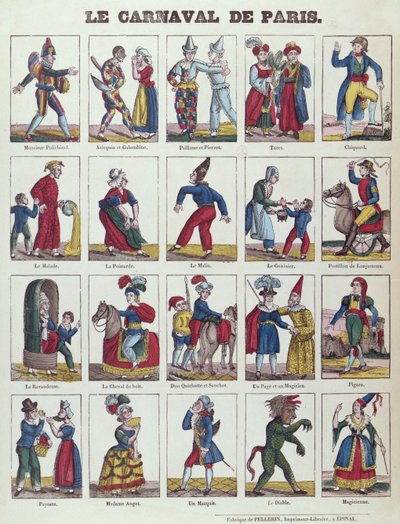 Postacie z karnawału paryskiego, ok. 1840 autorstwa French School