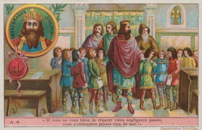 Karol Wielki, założyciel imperium karolińskiego (768-814) autorstwa French School