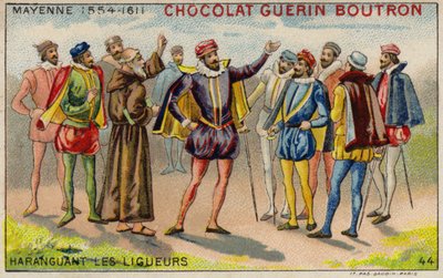 Karol, książę Mayenne, zwracając się do członków Ligi Katolickiej (chromolitho) autorstwa French School