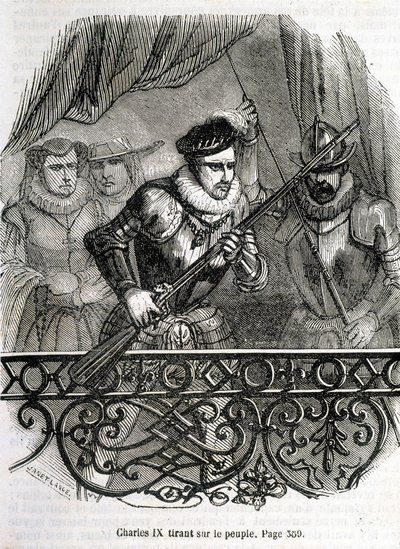 Karol IX ciągnący za ludzi - w „Histoire de France” L.-P. Anquetil autorstwa French School