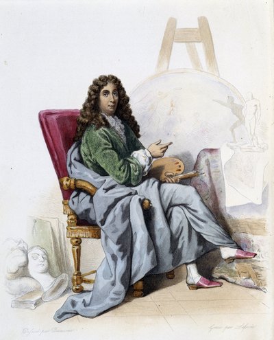 Charles Lebrun (Le Brun) (1619-1690) francuski malarz i dekorator – w „Le Plutarque francais”, by Mennechet, Paryż autorstwa French School