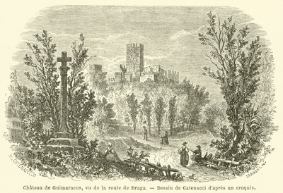Chateau de Guimaraens, widziany z drogi do Bragi (rycina) autorstwa French School