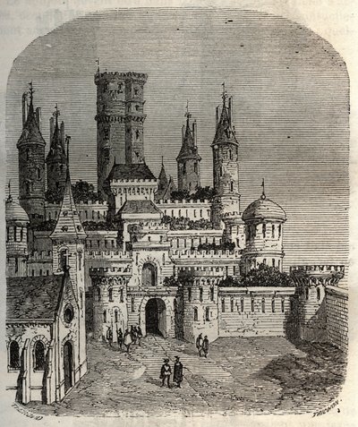 Chateau de Montlhery - fort zamkowy w gminie Montlhery, w starożytnym kraju Hurepoix - grawer w „Histoire de France” Victora Duruy (1811-1894) - 1882 autorstwa French School