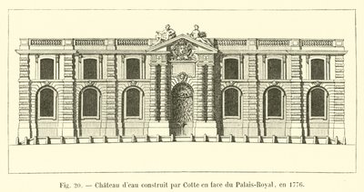 Wieża ciśnień zbudowana przez Cotte naprzeciwko Palais-Royal w 1776 r. autorstwa French School