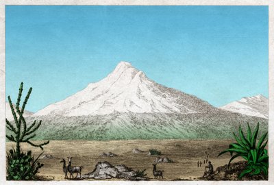 Wulkan Chimborazo. (grafika, ok. 1840) autorstwa French School