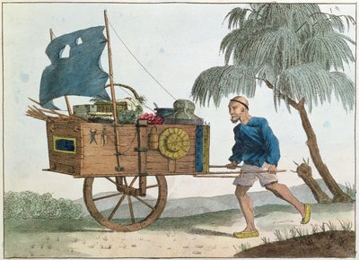 Chłop chiński z taczką pod żaglami, 1811 autorstwa French School