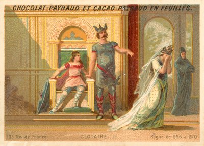 Chlothar III, frankoński król Neustrii i Burgundii (chromolitho) autorstwa French School