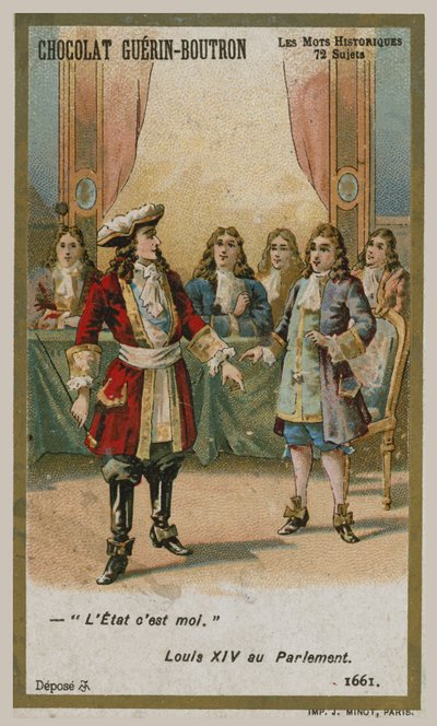 Karta handlowa Chocolat Guerin-Boutron, seria Historyczne słowa autorstwa French School