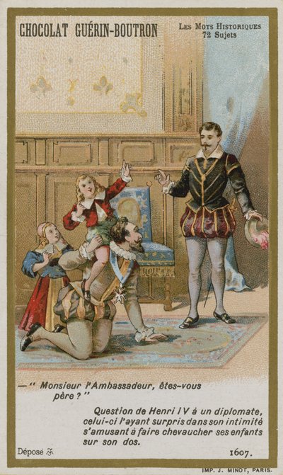 Karta handlowa Chocolat Guerin-Boutron, seria Historyczne słowa autorstwa French School