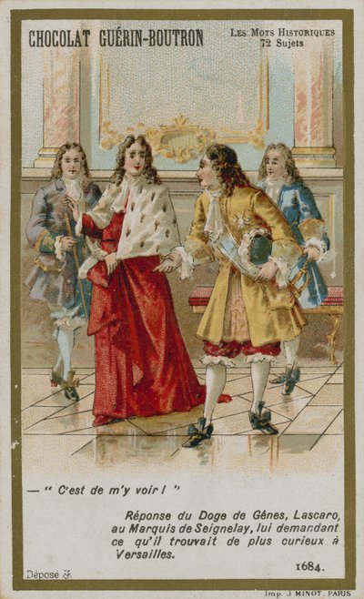 Karta handlowa Chocolat Guerin-Boutron, seria Historyczne słowa autorstwa French School