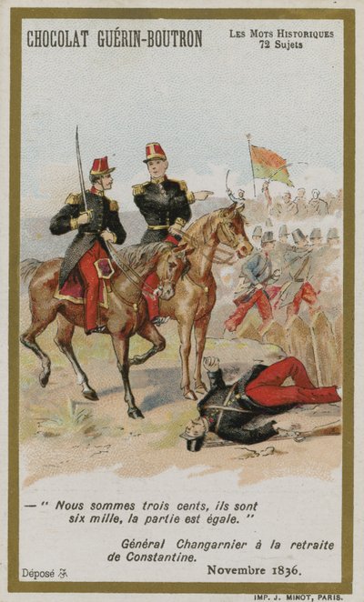 Karta handlowa Chocolat Guerin-Boutron, seria Historyczne słowa autorstwa French School