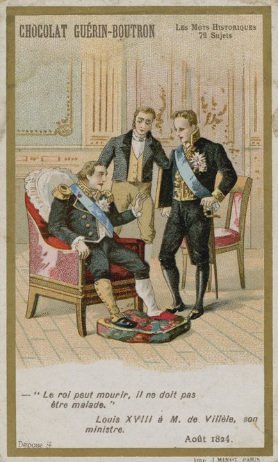 Karta handlowa Chocolat Guerin-Boutron, seria Historyczne słowa autorstwa French School