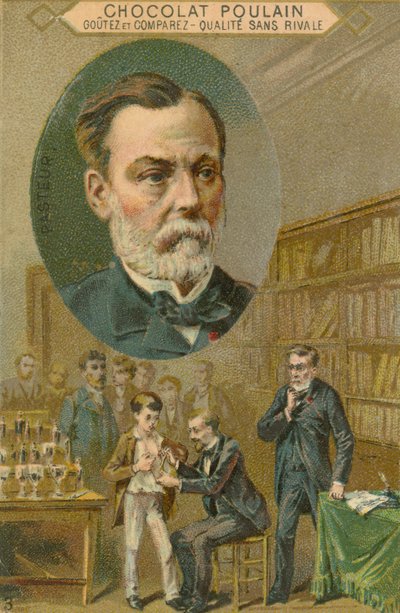 Karta handlowa Chocolate Poulain, Louis Pasteur autorstwa French School