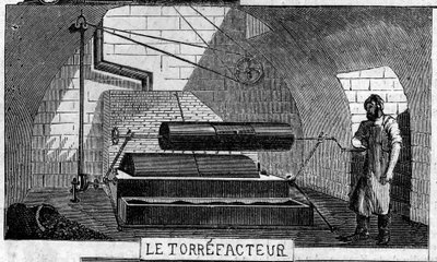 Produkcja czekolady: torrefaktor. Usine de M. Masson, Paryż autorstwa French School