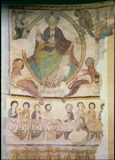 Chrystus w majestacie z czterema symbolami ewangelicznymi i Ostatnią Wieczerzą, ok. 1200 autorstwa French School