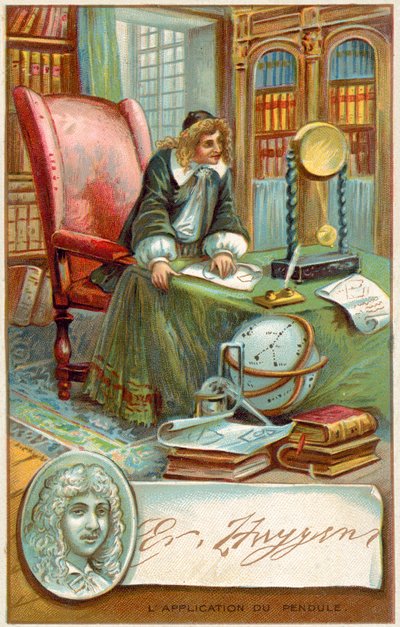 Christiaan Huygens, holenderski matematyk i naukowiec (chromolitho) autorstwa French School