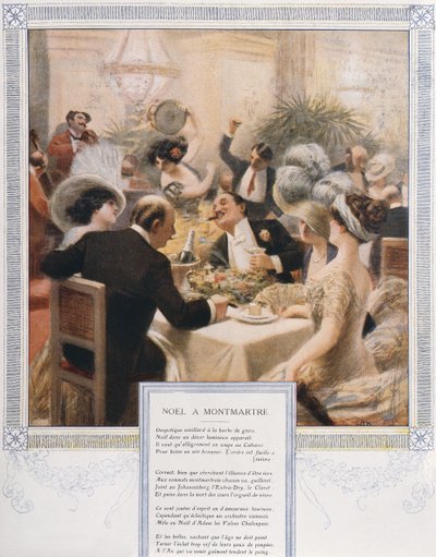 Boże Narodzenie na Montmartre, kolacja wigilijna w luksusowej restauracji, ok.1900 autorstwa French School