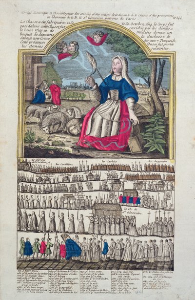 Chronologia i przedstawienie procesji św Genevieve autorstwa French School