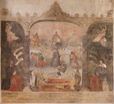 Kościół (kościół św. Jana Chrzciciela). Wnętrze. Kaplica Saint-Fursy. Malowidła ścienne. Uwielbienie Maryi (fresk znany jako dobra śmierć). Początek XVII wieku. autorstwa French School