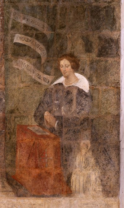 Kościół (kościół św. Jana Chrzciciela). Wnętrze. Kaplica św-Fursy. Malowidła ścienne. Gloryfikacja Maryi (fresk zwany dobrą śmiercią). Początek XVII wieku. autorstwa French School