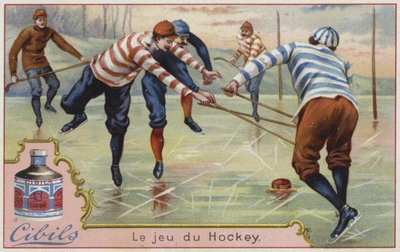 Karta Cibils z hokejem na lodzie autorstwa French School